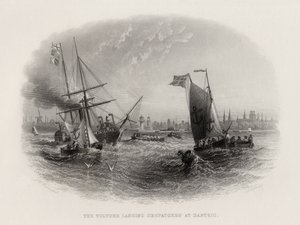 The Vulture landing dispatches at Dantzig, engraved by Arthur Willmore by John Wilson Carmichael